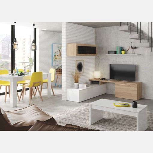 MUEBLES para Salón en Blanco y Roble 