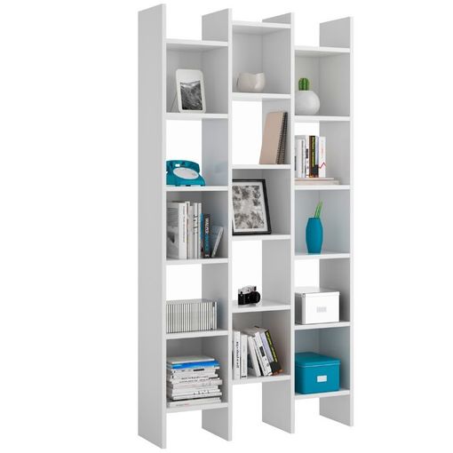 Librería estantería, 170x186x25cm, Blanco y negro