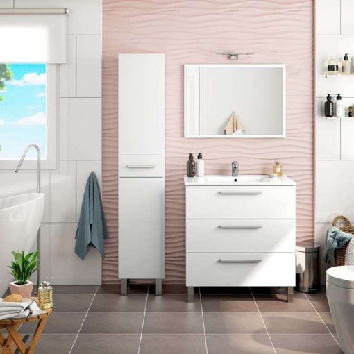 Pack De 2 Armarios De Baño Con Espejo Aseo Color Blanco Brillo Estilo  Moderno Mueble 120x65x21 Cm con Ofertas en Carrefour