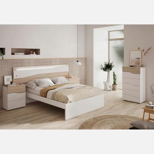Pack Muebles Dormitorio Asimetric Color Blanco Y Sahara Con Luz Led Mesita  3 C con Ofertas en Carrefour