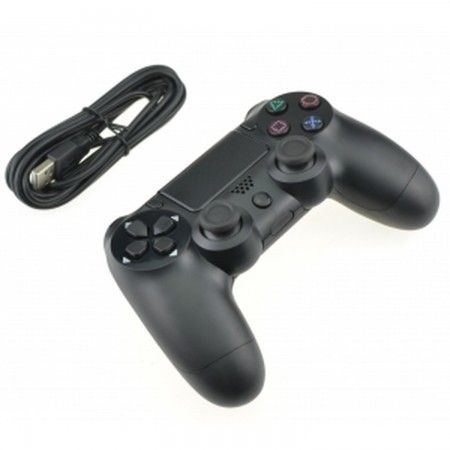 Mando Compatible Con Cable Dualshock Vibración Negro Para Ps4 Playstation 4