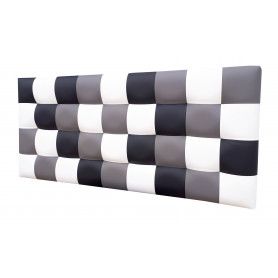 Cabecero De Cama 150, Tapizado En Polipiel Kansas Patchwork  Negro-gris-blanco, Cama Juvenil, 150x70 Cm De Alto con Ofertas en Carrefour