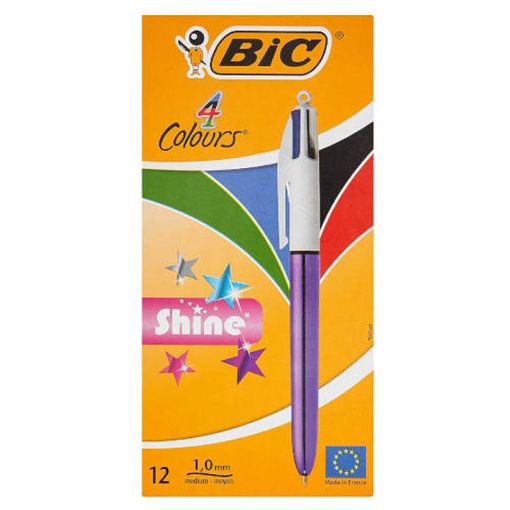 BOLIGRAFO BIC SHINE 4 COLORES CUERPO METALICO