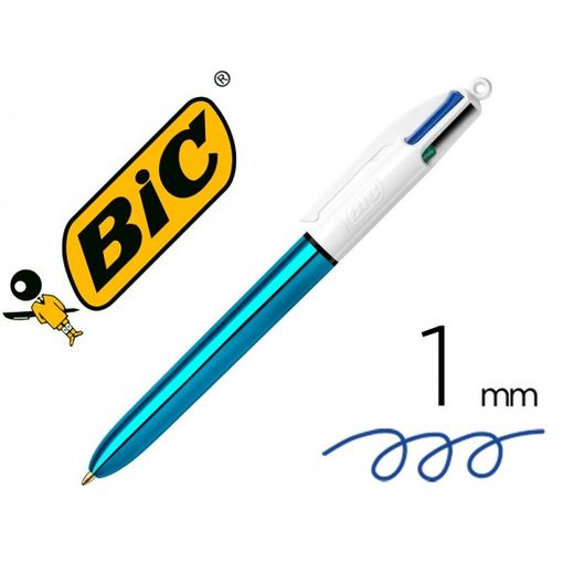 Boligrafo Bic Cuatro Colores Azul / Negro / Rojo / Amarillo Fluor Punta  Media 1 Mm