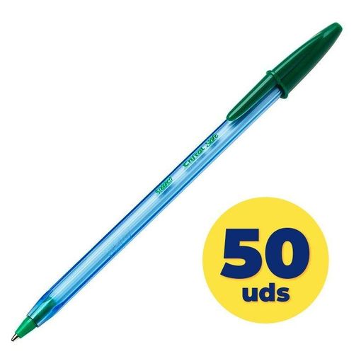 Caja De Bolígrafos De Tinta De Aceite Bic Cristal Soft 921219/ 50 Unidades/  Verdes con Ofertas en Carrefour