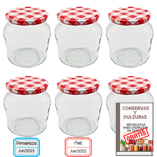 6 Tarros Pequeños de Cristal de 140 ml con Tapa de Rosca + Ebook