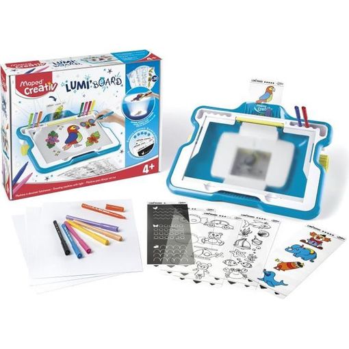 Mesa de Dibujo - Lumi Board - Mesa de Luz para Aprender a Dibujar - Con 30  Plantillas para Calcar Diseños de Temática Bajo el Mar - Tamaño A4 - Maped