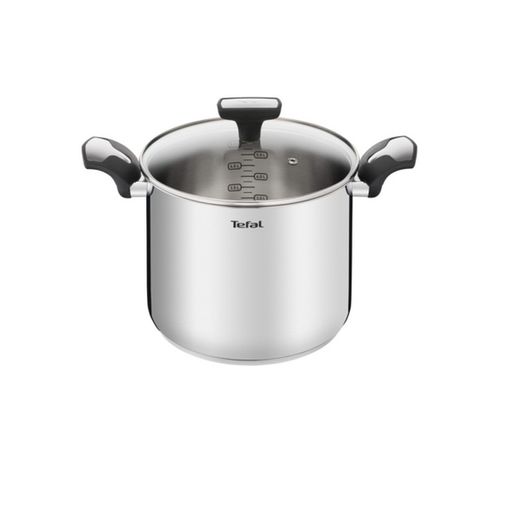 Tefal Olla De Acero Inoxidable 22cm + Tapa De Cristal - E3016104