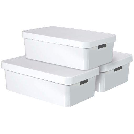 Pack 3 cajas de almacenaje grandes (510x355x305mm), blanca