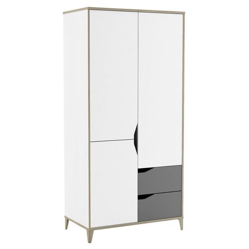 Armario Ropero Juvenil Genius Blanco Mate Y Gris Claro Dormitorio Habitación Juvenil Infantil 185x89x50cm con Ofertas Carrefour | Ofertas Carrefour Online