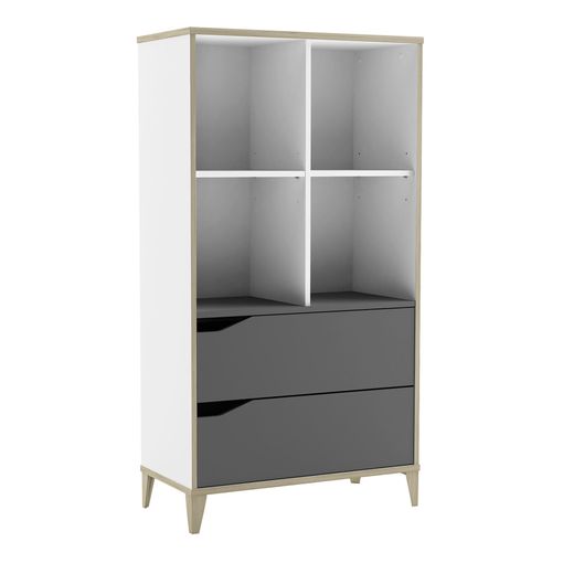 Librería Estantería Genius 2 Cajones 4 Huecos Blanco Y Gris Dormitorio  Habitación Juvenil Infantil 130x70x35cm con Ofertas en Carrefour