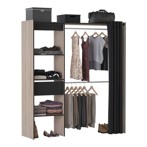 Kit Armario Extensible 2 Barras Colgadoras Chic Columna Habitación  Dormitorio Vestidor 187x168x50cm con Ofertas en Carrefour