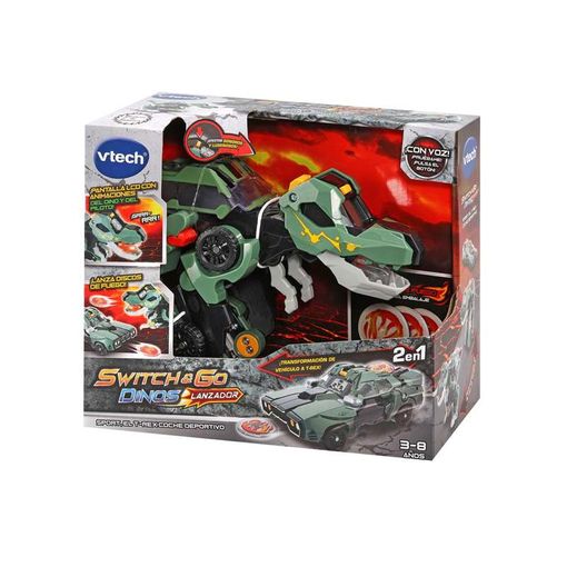 Vehículo Transformable Switch&go Dinos Sport El T-rex Coche Deportivo Con Botón De Transformacion Y Activación De Frases Y Sonidos 7x22x10 Cm