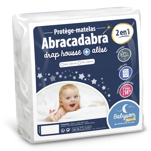 Babysom - Protector Colchón Cuna Bebé « 2 En 1 » - 70x140 Cm - Sábana Bajera + Funda Protectora Impermeable - 100% Algodón - Transpirable - Antiasfixia 70 X 140