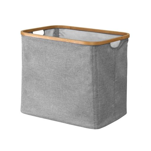 Cesta Para Ropa Plegable Marco Bambú Color Gris - L 53.5 X A 33.5