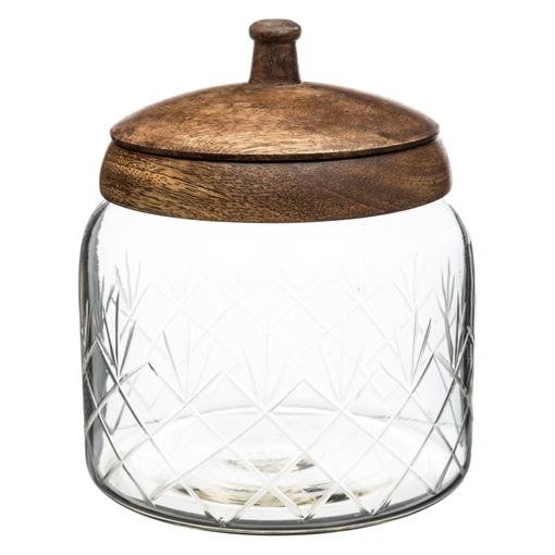 Bocal en verre couvercle bois 1,5L PURE JAR WOOD