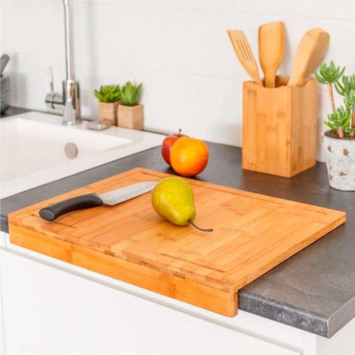 Tabla Cortar Cocina Fabricada En Madera De Bambu 100% Con Borde 46x30,5 Cm.tabla  Cortar,carne Pescado,verduras,frutas,alimentos con Ofertas en Carrefour