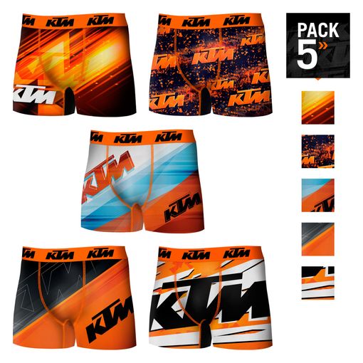 Pack De 5 Calzoncillo Modelo Boxer. Multicolor Con Diseño De La Marca Ktm