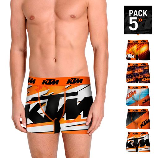 Pack De 5 Calzoncillo Modelo Boxer. Multicolor Con Diseño De La Marca Ktm