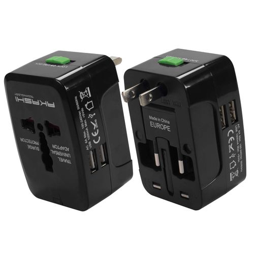 Adaptador Enchufe Universal Europeo Americano Negro