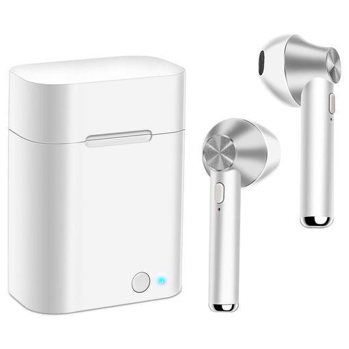 Akashi Altsilearb Earbuds Wireless Blanco Plata Auriculares Inalámbricos Bluetooth Con Estuche Batería