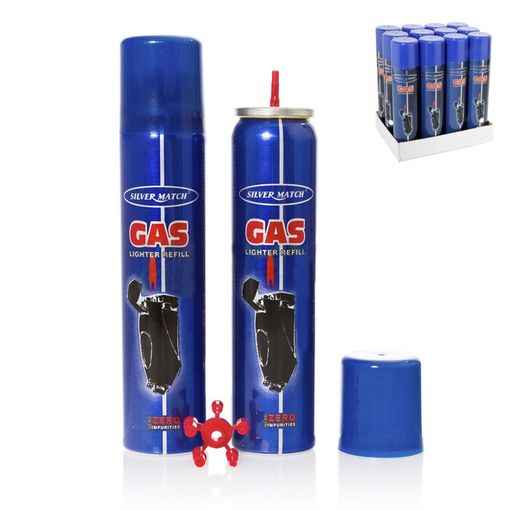 AC - Pack de 3 Cargadores de Gas para Encendedor con adaptadores - Bombona  de Gas mechero, Botella de Gas Azul, Rellenar mechero - Dimensiones 23 x 5
