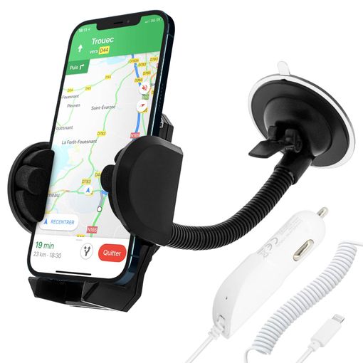 Pack 2 En 1 Soporte Para Coche + Cargador Para Coche Iphone Made For Iphone  con Ofertas en Carrefour