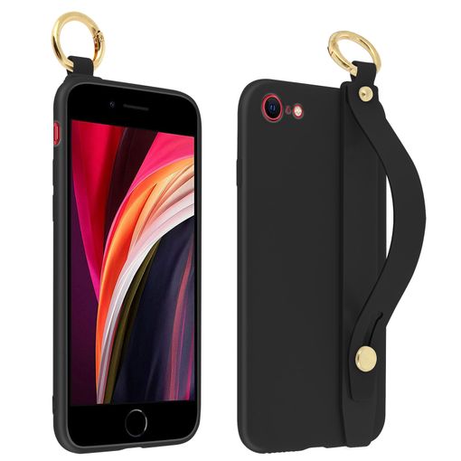 Funda Iphone Se 2020 / 8 / 7 Flexible Con Asa Soporte Y Mosquetón - Negro  con Ofertas en Carrefour