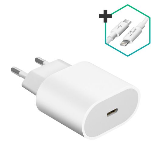 Cargador Apple de Carga Rápida USB C de 20W + Cable Lightning a