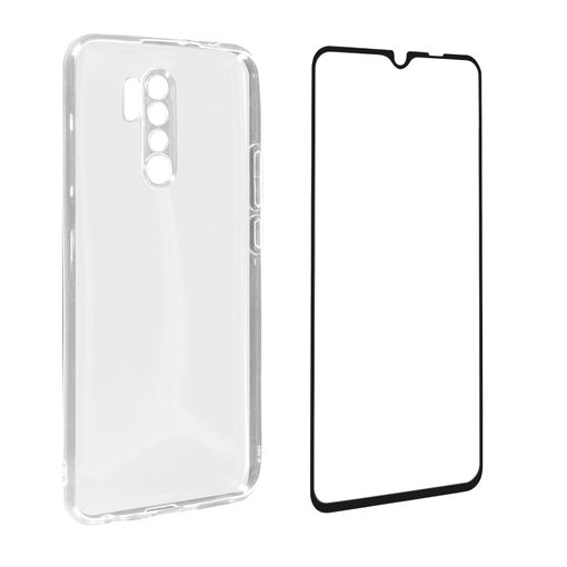 Carcasa Xiaomi Redmi 9 Cristal Templado Transparente Negro