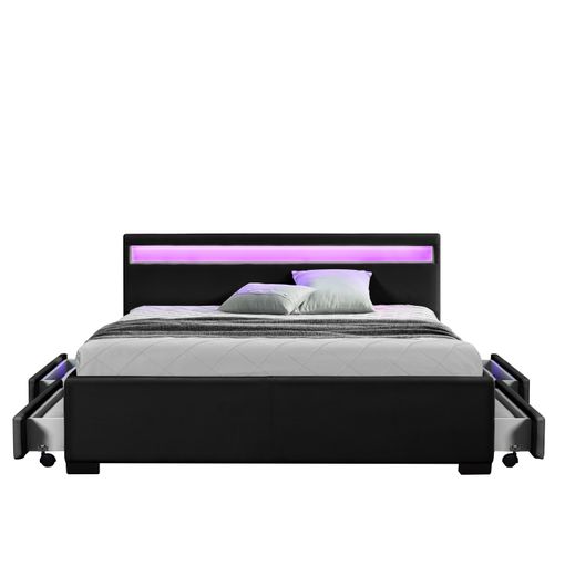 áspero Asser Temporada Estructura De Cama Negra Con Almacenaje Y Led 160 X 200 cm Enfield con  Ofertas en Carrefour | Ofertas Carrefour Online