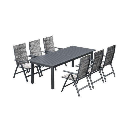 Mesa De Jardín Extensible Para 10 Personas + 6 Sillas De Aluminio Berana  con Ofertas en Carrefour