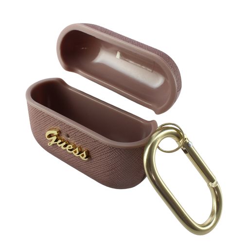 Estuche Airpods Pro / Pro 2 Rígido Efecto Cuero Saffiano Guess Oro