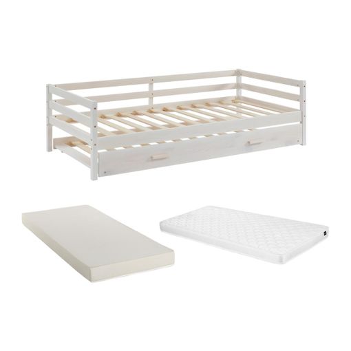 Cama Nido VENTE-UNIQUE Aedan II (Blanco - 90x190 cm)