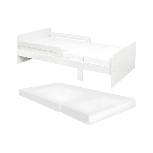 Cama simple de pino Breda con Somier y Reposacabezas - 120 x 200 cm Blanco  [en.casa] - Conforama