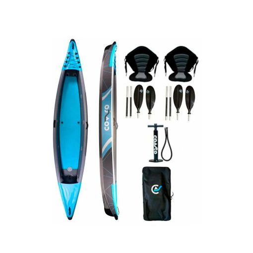 Kayak Hinchable Outsunny 330x105x50 cm Azul