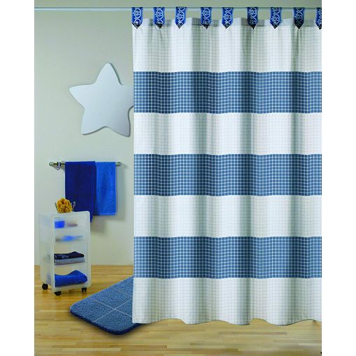 Cortina De Baño 180x200 Premium Quadro Azul con Ofertas en Carrefour