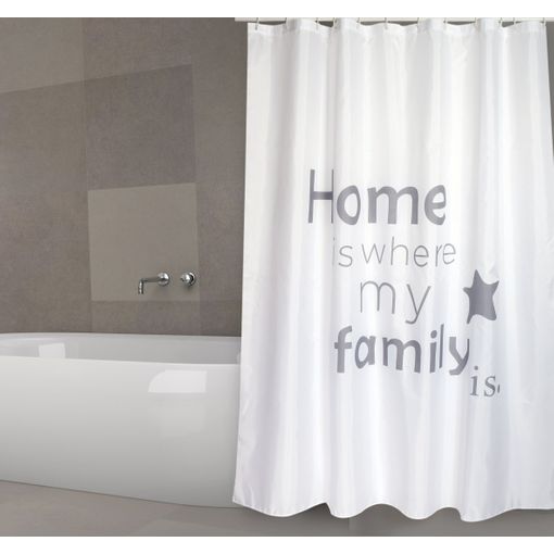 Cortina de Baño Poliester 200 x 200 cm Blanca Ganchos 