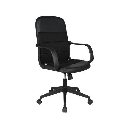 Silla de Escritorio Giratoria Piel Génesis 55x57x 88 - 96 cm - Negro