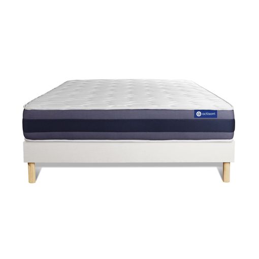 Pack Colchón Actiflex Morpho 135x190cm + Somier Blanco - Muelles Ensacados Y Espuma Viscoelástica