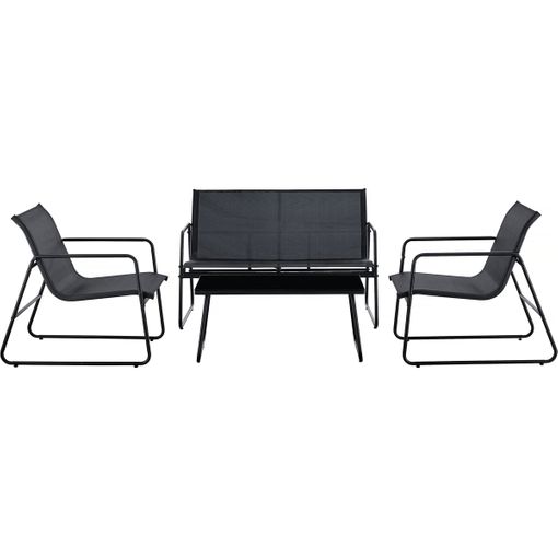 Conjunto Muebles Jardín Conjunto Sofá Washington Negro 1 Sofá Doble, 2  Sillones 1 Mesa Ratán Sintético con Ofertas en Carrefour