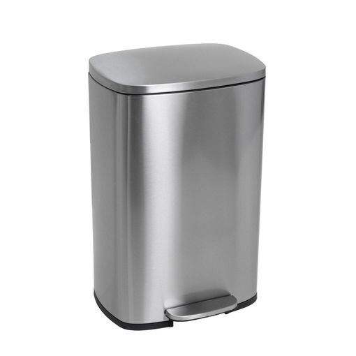 Cubo de basura rectangular con tapa y pedal gris 40 Litros