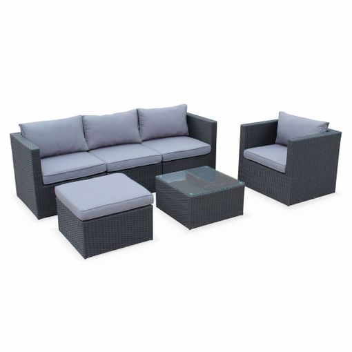 De Jardin, Conjunto Sofa De Exterior, Negro Gris, 5 Plazas con en Carrefour | Ofertas Online