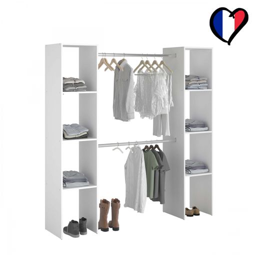 Vestidor Chicago Extensible Color Blanco 1 Cajón 2 Barras Armario