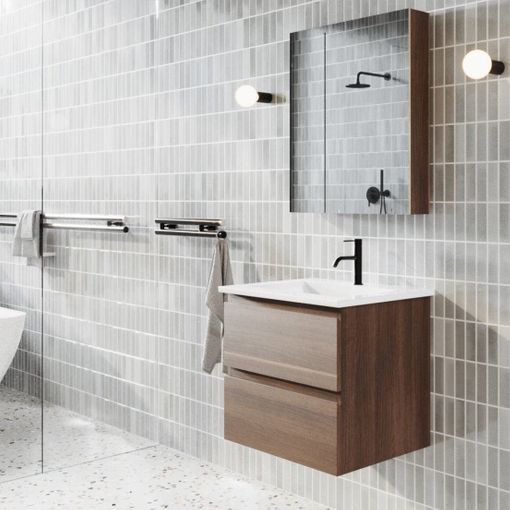 Mueble De Baño De Pared De 60 Cm Con Compartimiento Espejo Y