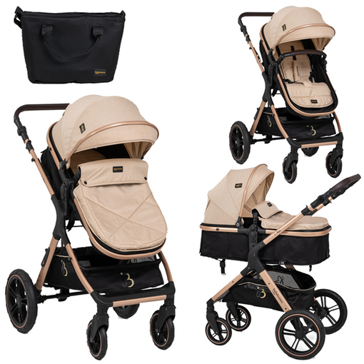 BEBELISSIMO - Carrito de Bebé Tres Piezas 3 en 1 - Silla de Paseo para  Niños - Carricoche de 3 Piezas - 0-22kg – beige : : Bebé