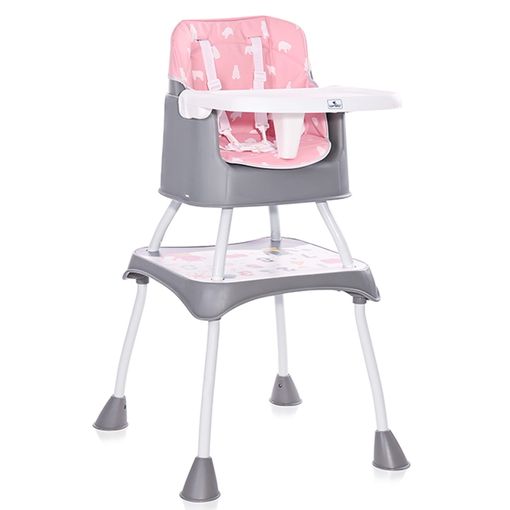 Trona convertible en mesa y silla para bebé MULTI gris, menta o rosa