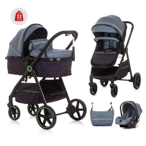 Carrito de Bebé Trio KINDERKRAFT 3 In 1 Grey + Mommy Bag Gris