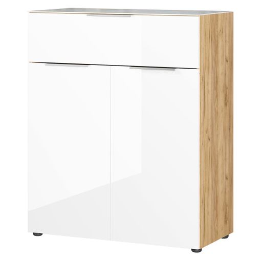 Mueble Con 1 Cajón Y 2 Puertas Gw-oakland Blanco Y Roble Germania