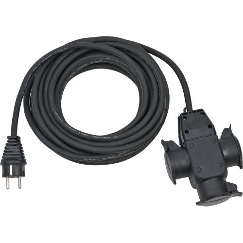 Cable alargador 10 m negro para exteriores con enfuche Schuko